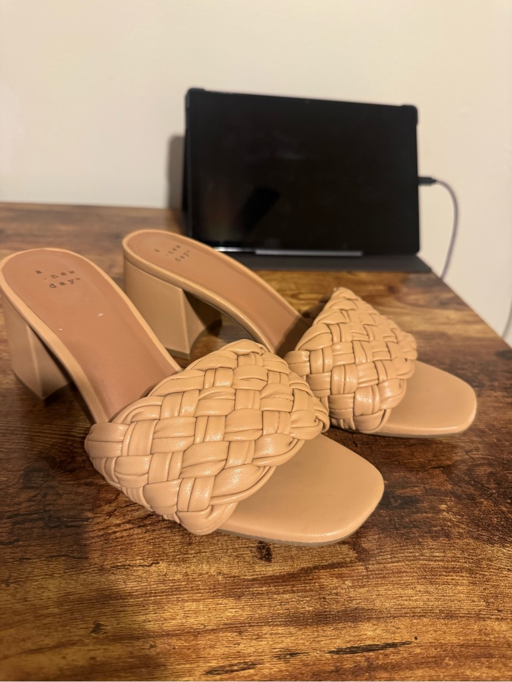 a new day Braided Slide Block Heel Sandals - Beige